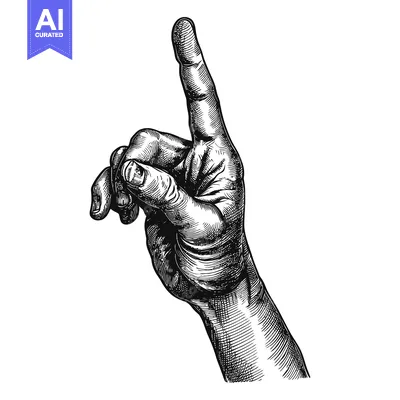 Popular premium asset: Black and White Hand Drawn Illustration of a Pointing Finger