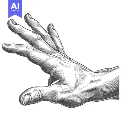 Aset premium populer: Detailed Hand Engraving with Fingers Extended