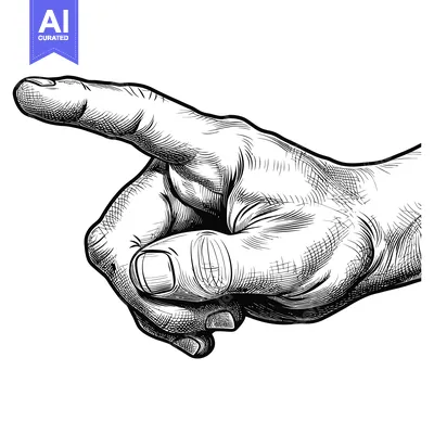 Aset premium populer: A Detailed Hand-Drawn Illustration of a Pointed Finger