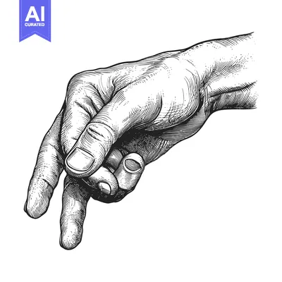 Aset premium populer: Hand in Grasping Gesture, Detailed Ink Illustration