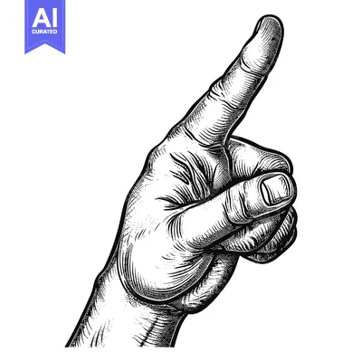 Aset premium populer: Hand with Index Finger Pointing Upwards in an Engraving Style