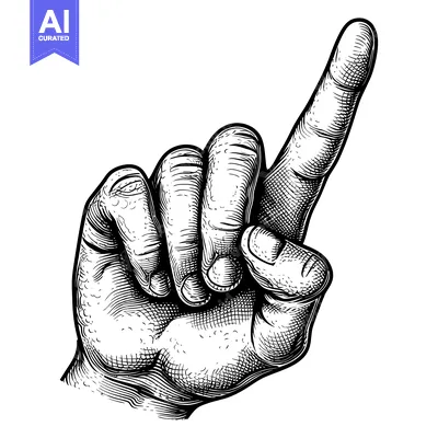 Aset premium populer: Hand Gesture Pointing Upwards, Vintage Engraving Style
