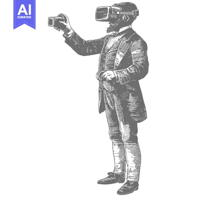 Popular premium asset: Gentleman Wearing a Virtual Reality Headset in a Vintage Style Illustr