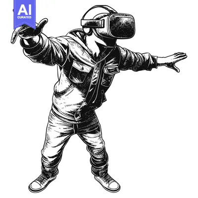 A Person Wearing a VR Headset and Reaching Out with Both Hands