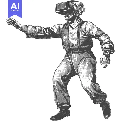 Aset premium populer: A Man Experiencing Virtual Reality Wearing a Headset