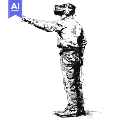 Premium design asset: Man Wearing a VR Headset and Pointing with His Right Hand