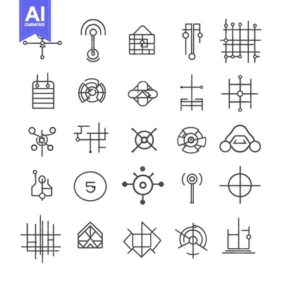 Premium design asset: Collection of Abstract Geometric Line Art Icons
