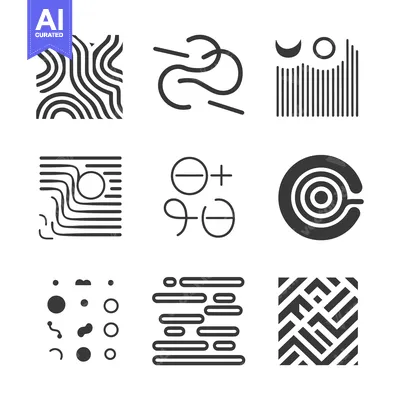 Premium design asset: A Collection of Nine Abstract Geometric Line Art Designs