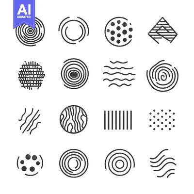 Premium design asset: Set of abstract black and white shapes with circles, lines and dots