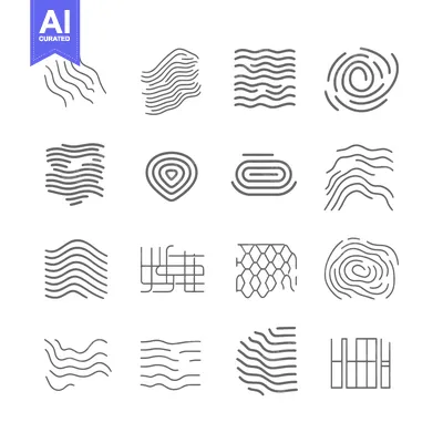 Set of abstract line art patterns and designs