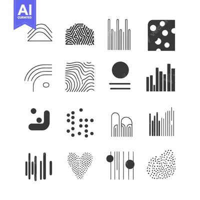 Popular premium asset: Set of Abstract Geometric Shapes and Patterns in Black and White