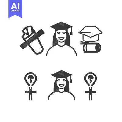 Aset premium populer: Graduation Icons Set with Graduate, Diploma, Cap and Ideas