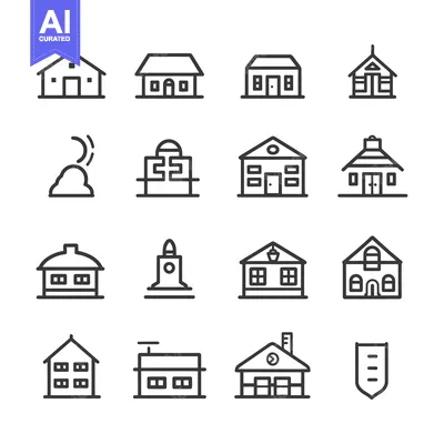 Premium design asset: Set of 16 Outline Building Icons