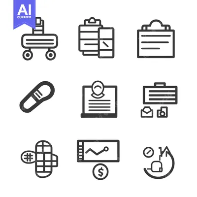 Aset desain premium: Set of Medical and Business Icons for Healthcare and Finance.