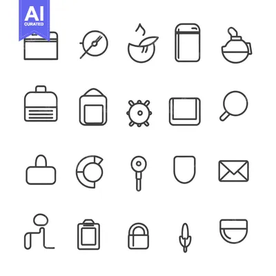 Premium design asset: A Set of 20 Simple Black Outline Icons