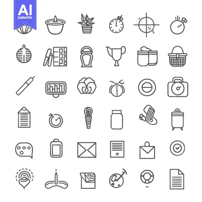 Aset desain premium: A Collection of 40 Line Icons for Various Concepts