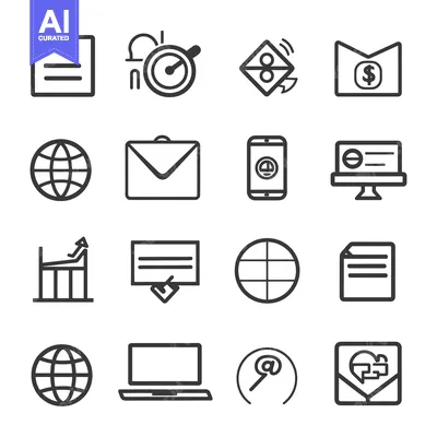Aset desain premium: A Set of 16 Business Related Icons