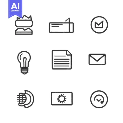 Popular premium asset: Nine Simple Outline Icons on a White Background