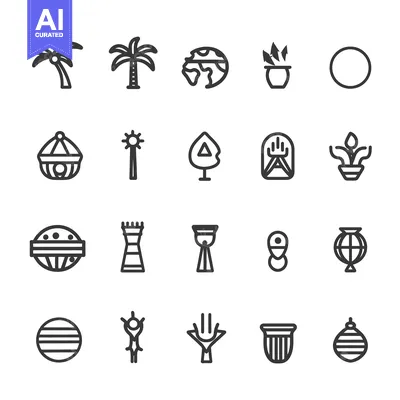 Popular premium asset: Collection of 20 Line Icons Featuring Nature, Objects, and Symbols