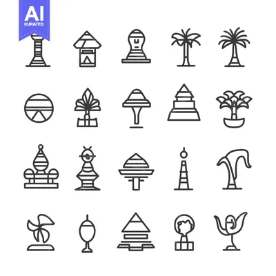 Premium design asset: Set of Line Icons Representing Various Trees and Plants