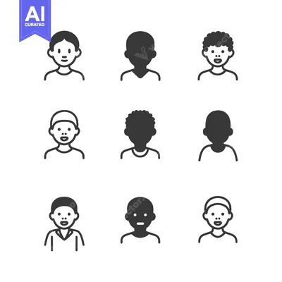Premium design asset: Set of Nine Different Male User Icons