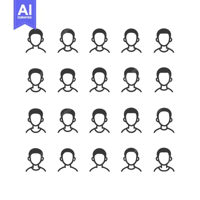 Aset premium populer: Twenty Black and White Outline Icons of Faceless Male Figures