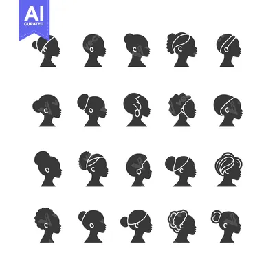 Premium design asset: A Collection of Black Women's Hairstyle Silhouettes