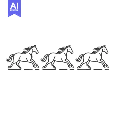 Aset premium populer: Three Outline Drawings of Running Horses