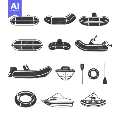 A Collection of Black and White Boat and Watercraft Icons