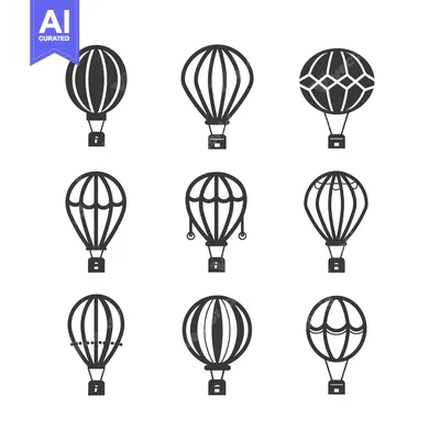 Aset premium populer: Set of Nine Different Hot Air Balloon Icons