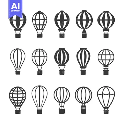 Popular premium asset: Set of 15 Black and White Hot Air Balloon Icons