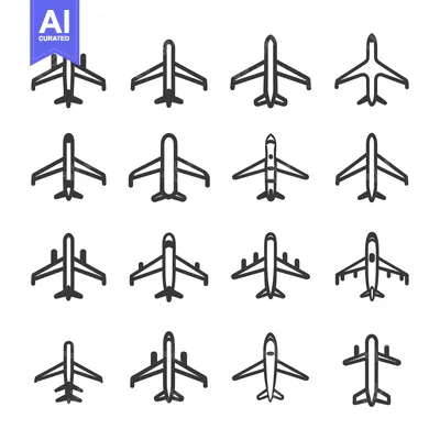 Premium design asset: Set of 16 Simple Airplane Line Icons