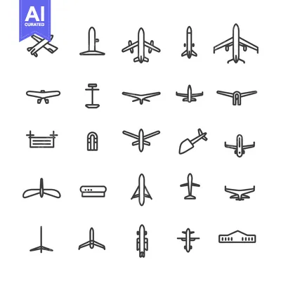 Collection of Airplane and Aircraft Outline Icons