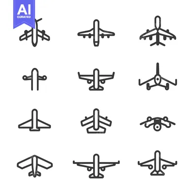 Aset desain premium: Set of Airplane Icons in Different View Angles