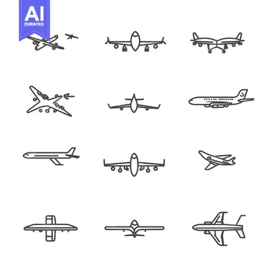 Aset premium populer: Set of Airplane Outline Icons