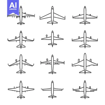 Aset premium populer: Set of Hand-Drawn Airplane Icons Viewed from Above