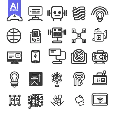 Aset desain premium: Technology Outline Icons Collection Set