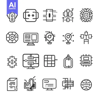 Aset premium populer: A Set of 18 Technology Related Line Icons