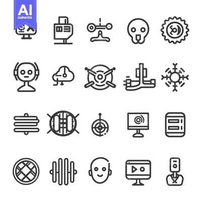 Set of 20 Technology Related Line Icons