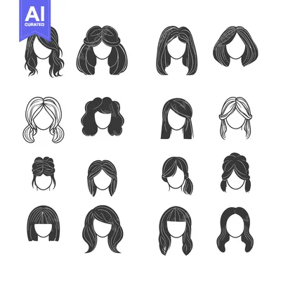Premium design asset: Collection of Different Hairstyle Icons for Women