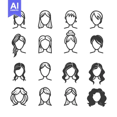 Aset premium populer: Collection of Female Hairstyles with Faceless Silhouettes