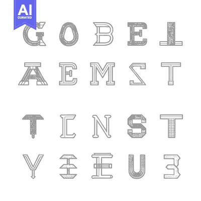Aset desain premium: Gray Textured Alphabet Letters Design