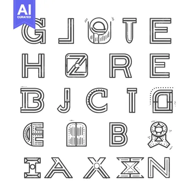 Download Alphabet Letters with Unique Stylized Designs Vector Graphic