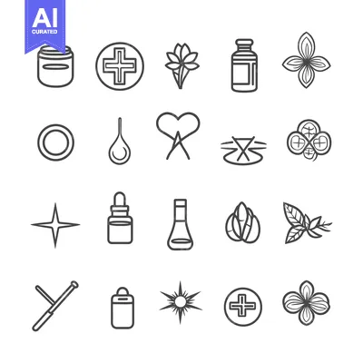 Download Set of line icons related to beauty and healthcare Vector Graphic