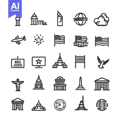 Download Set of United States-Themed Icons Vector Graphic