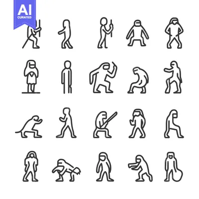 Popular premium asset: Line Art Icons Depicting Various Human Figures in Different Poses