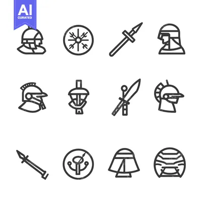 Aset premium populer: A Set of Twelve Black and White Roman Warrior Icons