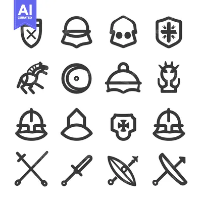 Premium design asset: A Collection of Black and White Medieval Warfare Icons