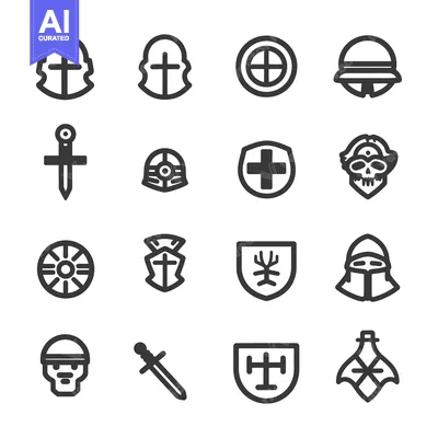 Popular premium asset: A Set of Black and White Medieval Knight Icons