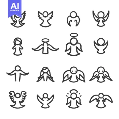 Collection of Line Art Angel Icons